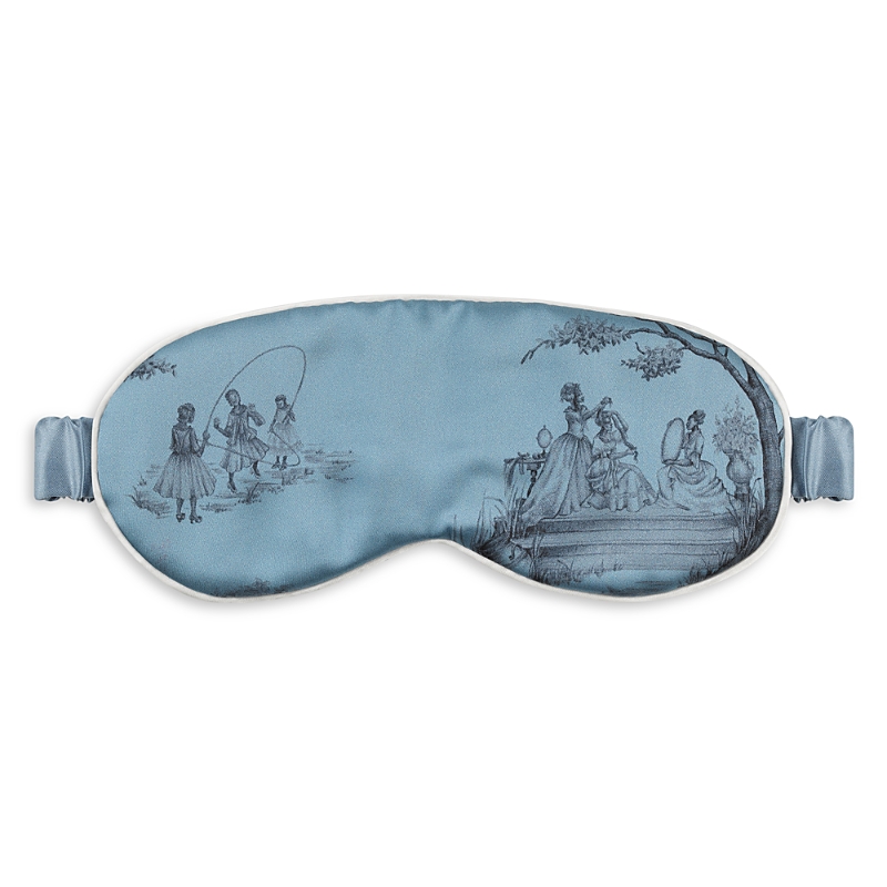 Gingerlily X Sheila Bridges Harlem Toile Silk Sleep Mask In Blue