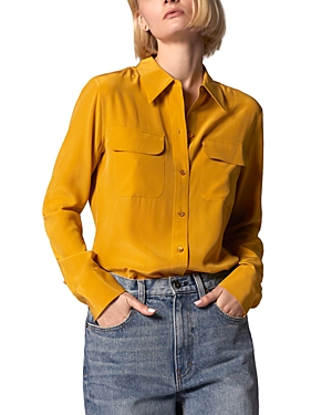 Equipment Slim Signature Silk Shirt In Chai Tea