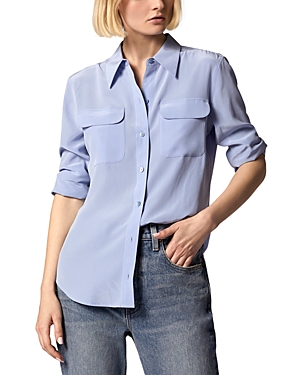 Shop Equipment Slim Signature Silk Blouse In Forever Blue