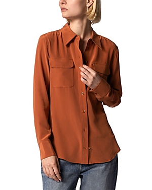 Shop Equipment Slim Signature Silk Blouse In Russet Clay