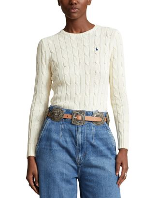 Ralph Lauren Women's Cable-Knit Cotton Crewneck Sweater - Size XXL in Cream