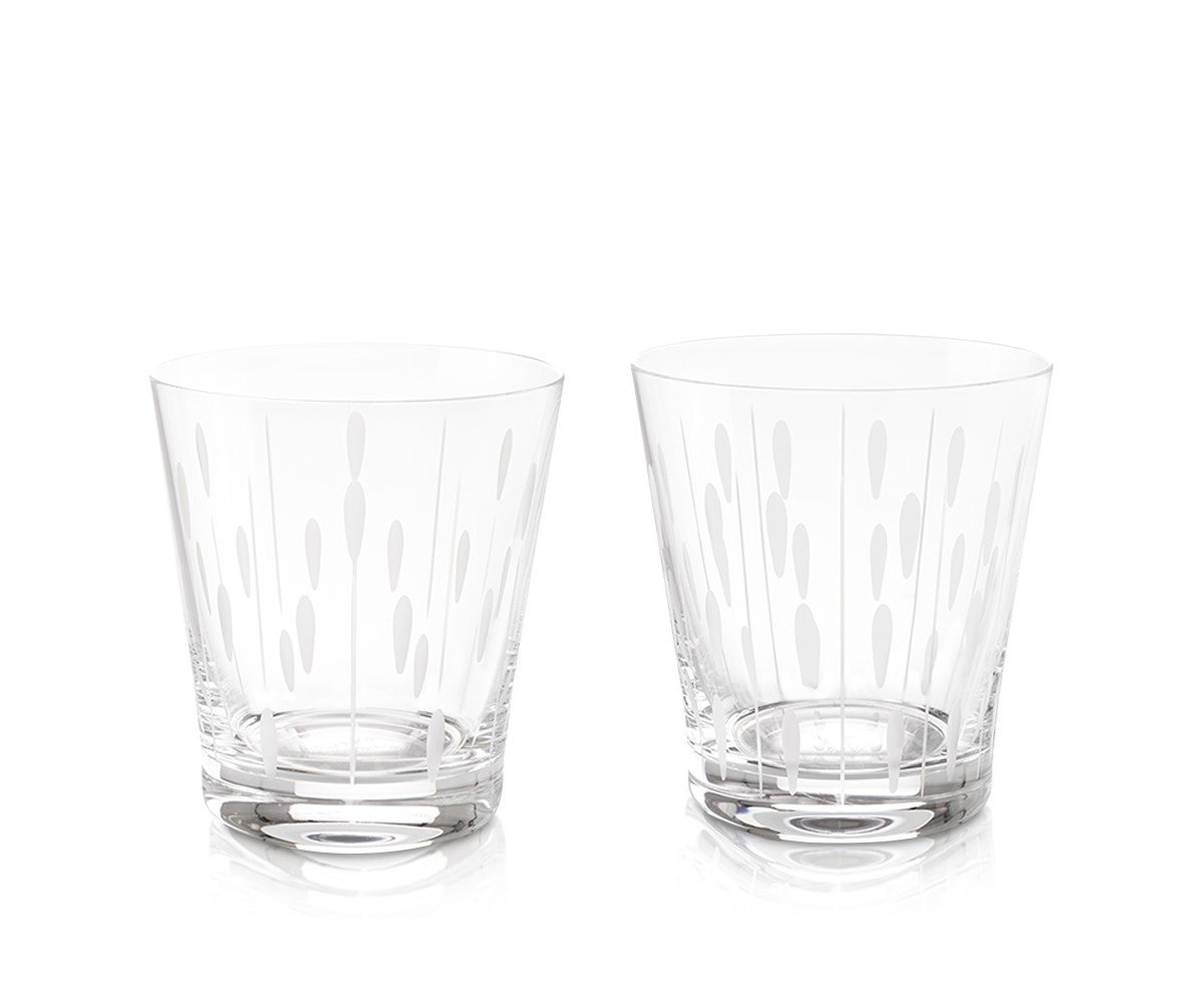 Lalique Lotus Drops and Dew Tumblers, Set of 2 in Clear