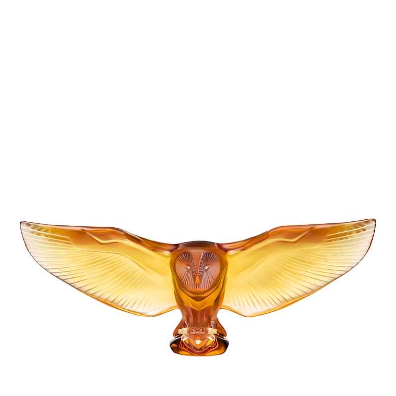 Lalique Barn Owl In Amber