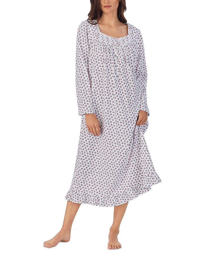 Eileen West Cotton Floral Lace Trim Long Nightgown | Bloomingdale's