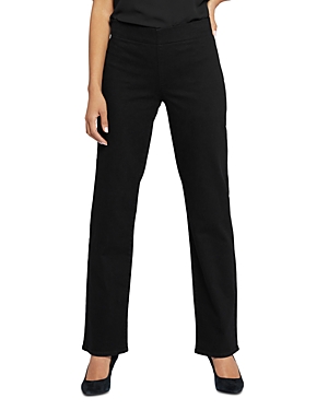 Nydj Bailey Relaxed Straight Pull On Jeans In Black Rinse