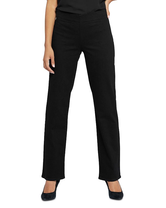 NYDJ Bailey Relaxed Straight Pull On Jeans in Black Rinse | Bloomingdale's