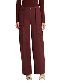 High-rise slim cotton-blend pants in red - Vince