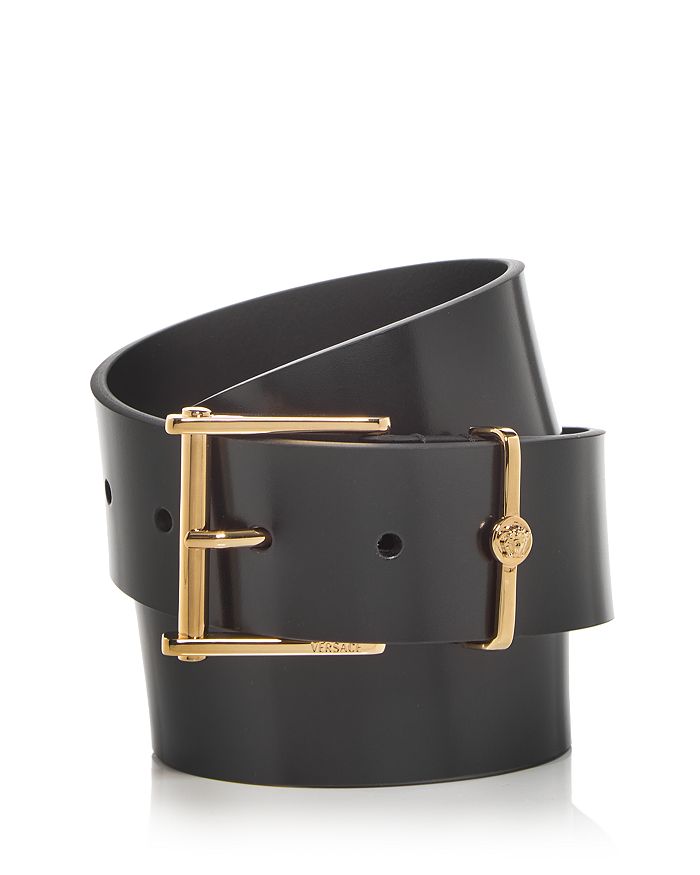 Versace Men's Leather Belt with Logo
