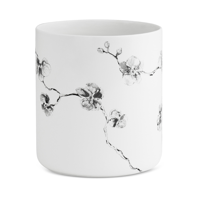 Michael Aram Orchid Porcelain Waste Basket In White