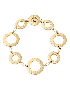 L. Klein 18k Yellow Gold Como Hammered Circle Link Bracelet
