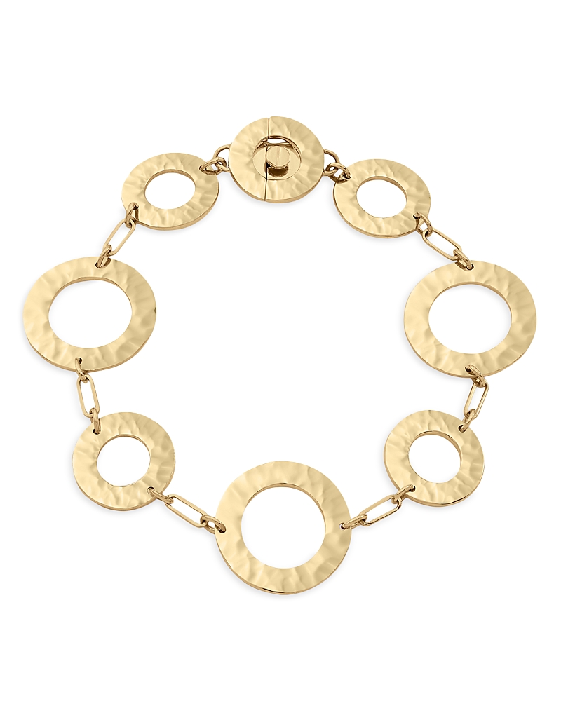 L. Klein 18k Yellow Gold Como Hammered Circle Link Bracelet In Gold