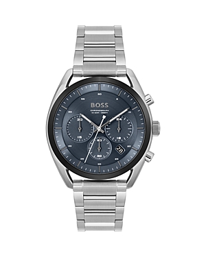 Hugo Boss Top Bracelet Chronograph Watch In Blue/silver