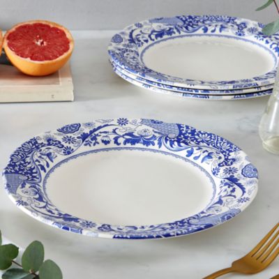 Blue Italian Brocato Dinner Plate, Set of 4