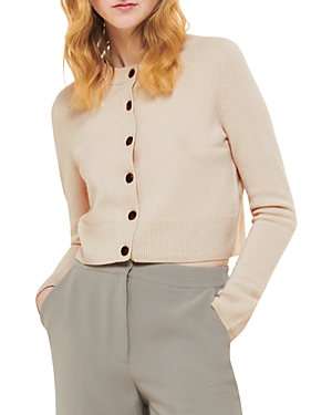 Shop Whistles Wool Cropped Cardigan In Ivory