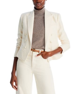 L'AGENCE - Brooke Double Breasted Cropped Tweed Blazer