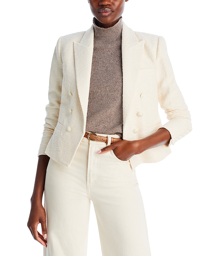 L'Agence Brooke Double Breasted Cropped Tweed Blazer