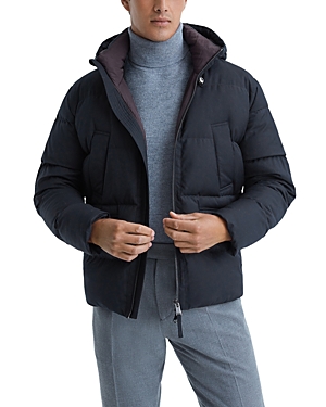 Shop Reiss Ronic Mid Length Puffer Jacket In Navy