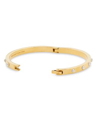 Set in Stone Imitation Pearl Hinged Bangle Bracelet 