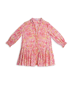 Poupette St Barth Girls' Tesorino Long Sleeve Mini Dress - Little Kid, Big Kid In Pink