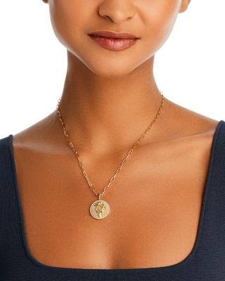 Diamond Dragon Disc Pendant Necklace in 14K Yellow Gold, 0.23 tcw