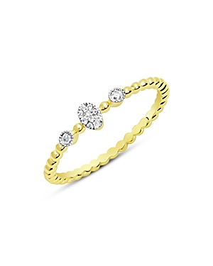 14K Two Tone Gold Diamond Accent Bead Ring