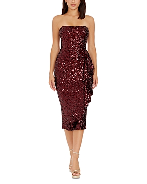 Shop Dress The Population Alexis Strapless Sequin Sheath Dress In Port