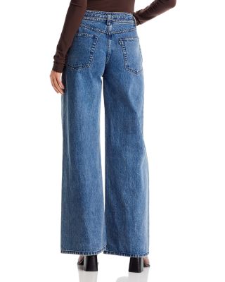 High Rise Wide Leg Belted Jeans in Blue