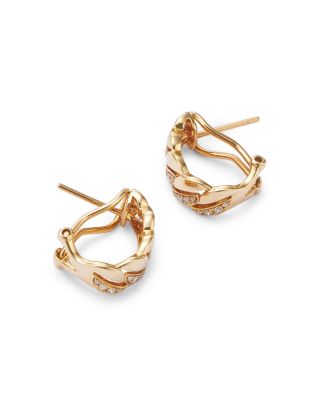 Diamond Fancy Hoop Earrings in 14K Yellow Gold, 0.25 tcw