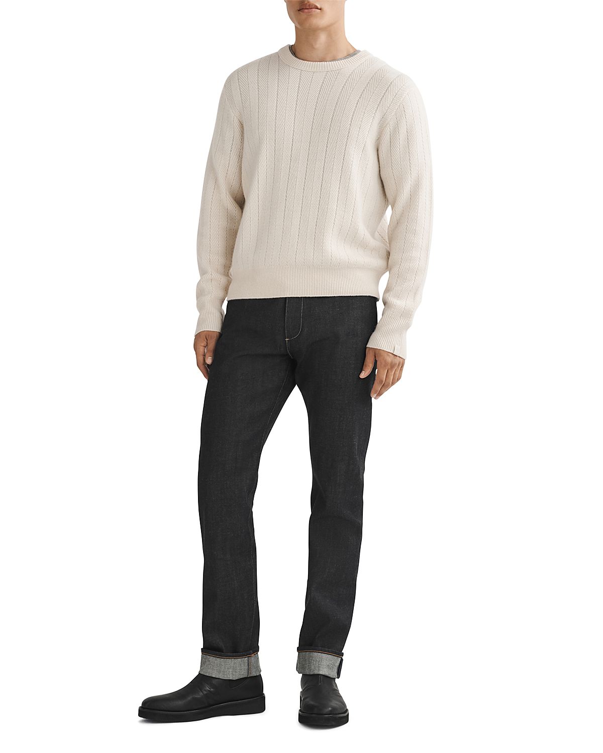 rag & bone Durham Herringbone Cashmere Crewneck Sweater