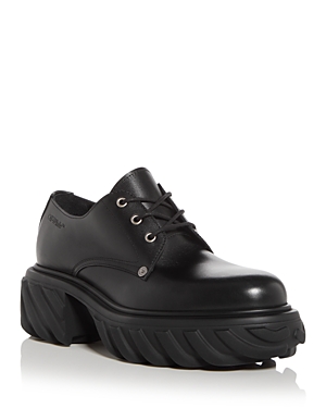 Shop Off-white Men's Exploration Derby Lug Sole Shoes In Black