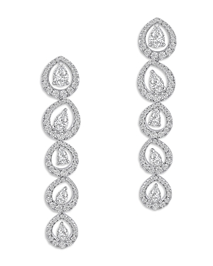 Diamond Drop Earrings in 18K White Gold, 1.6 ct. t.w.