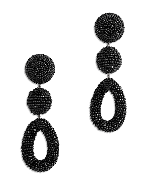 Deepa By Deepa Gurnani Laylin Color Beaded Triple Drop Earrings In Black