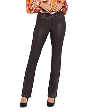 Shop Nydj Marilyn Coated High Rise Straight Jeans In Cordovan Coated