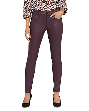 Nydj Ami Coated High Waist Skinny Jeans In Dark Cherry