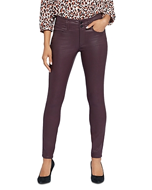 Shop Nydj Ami Coated Skinny Jeans In Dark Cherry