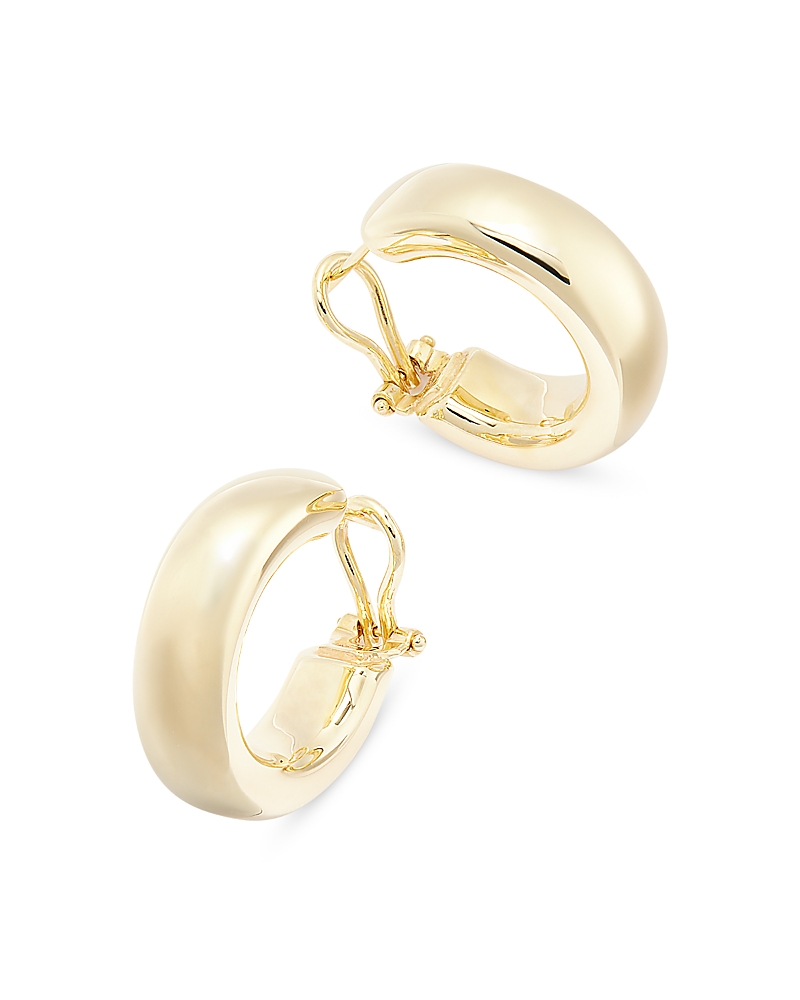 Shop Bloomingdale's Polished Wide Hoop Earrings In 14k Yellow Gold