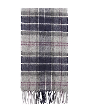 Barbour Tartan Plaid Wool & Cashmere Scarf In Black Slate