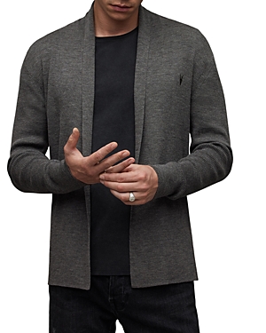 Allsaints Mode Merino Wool Open Cardigan In Monument Grey