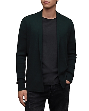 Allsaints Mode Merino Wool Open Cardigan In Racing Green