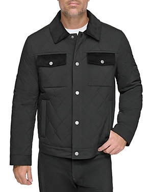 ANDREW MARC WALKERTON DIAMOND QUILTED CORDUROY TRIMMED JACKET