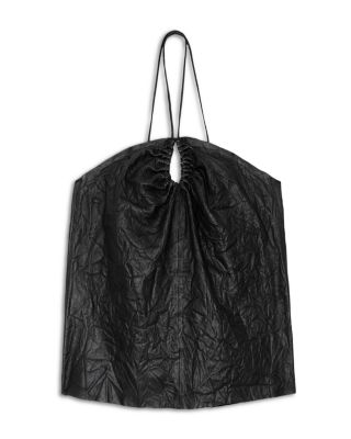 Crinkle Leather Keyhole Top