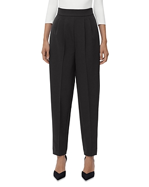 Herve Leger Pleated High Waist Tapered Leg Pants In Black