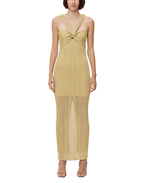 Herve Leger Metallic Textured Ribbed Gown