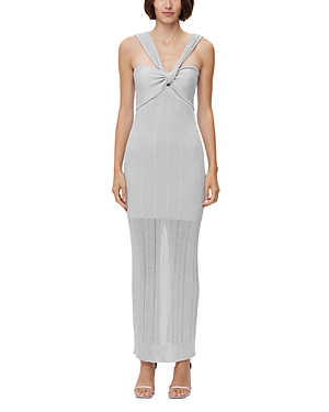 Herve Leger Metallic Textured Ribbed Gown