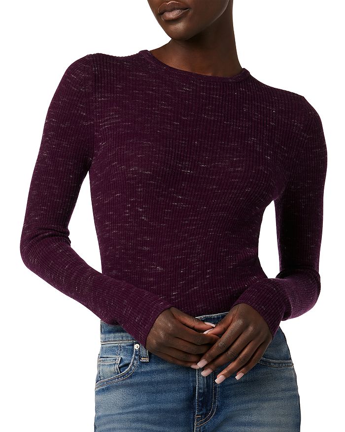 Ribbed Knit Keyhole Back Sweater