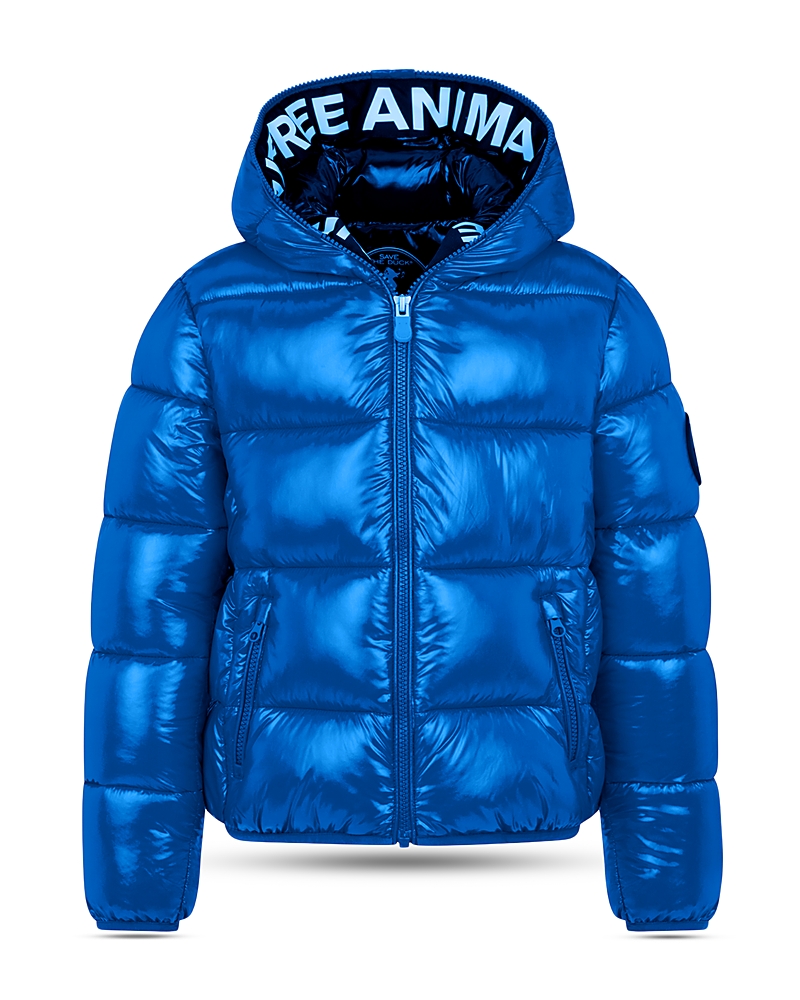 Save The Duck Artie Down Jacket With Hood With Animal Free Padding With Animal-free Padding With Zip Closure And L In Blue Berry