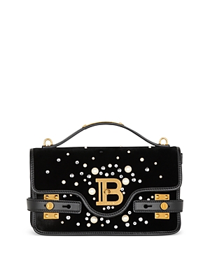 Shop Balmain B-buzz Velvet Constellation Shoulder Bag 24 In Black Multi