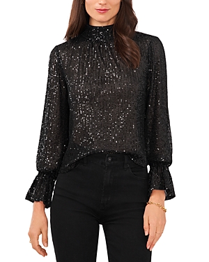Shop 1.state Draped Back Sequin Top In Rich Black