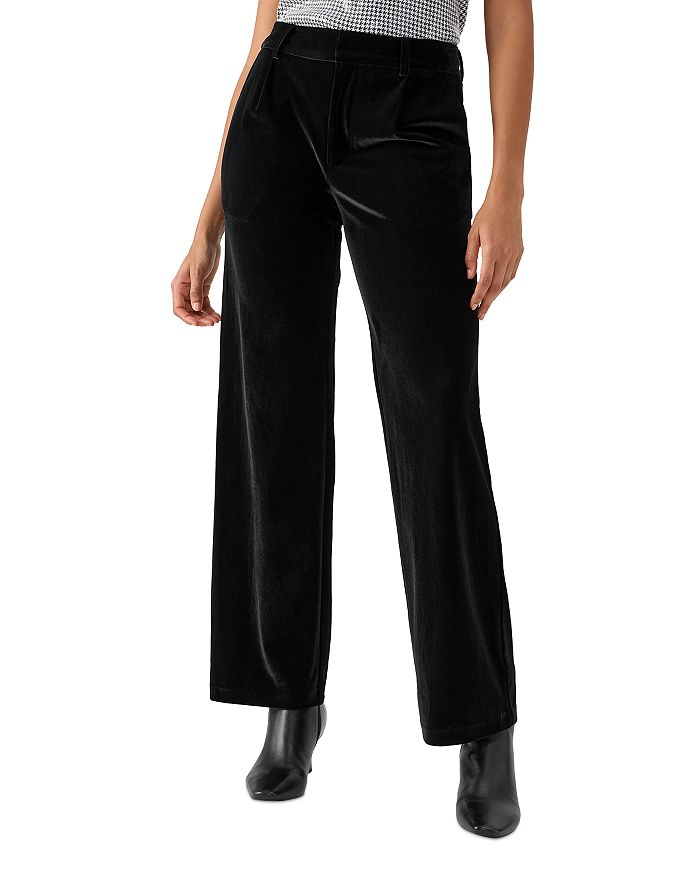 Wide-leg Velvet Pants - Black - Ladies