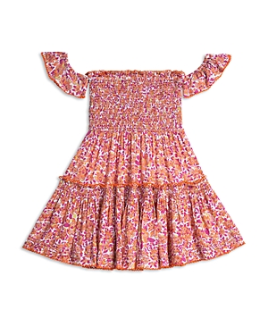 Poupette St Barth Girls' Aurora Ruffled Smocked Mini Dress - Little Kid, Big Kid In Pink